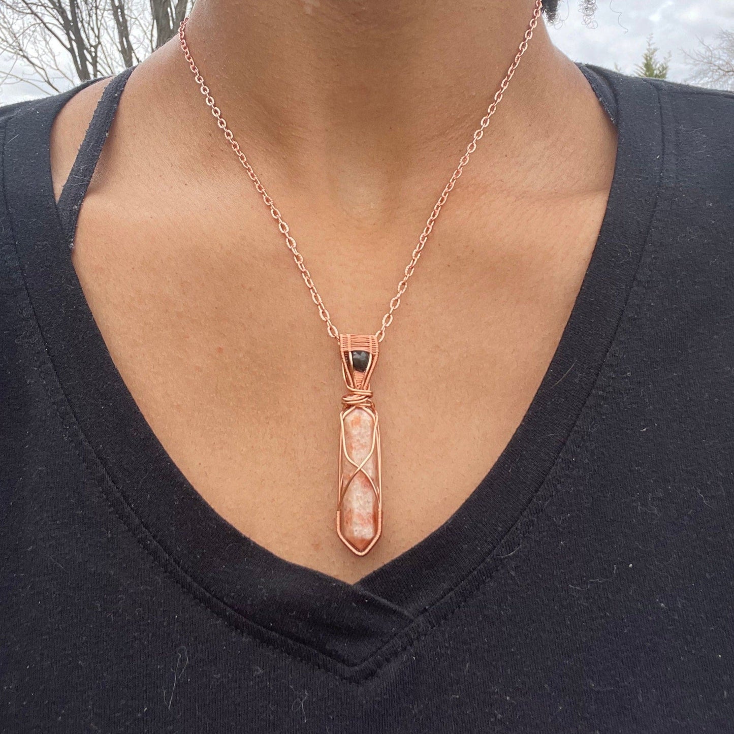 Sunstone x Smoked Opal Pendant