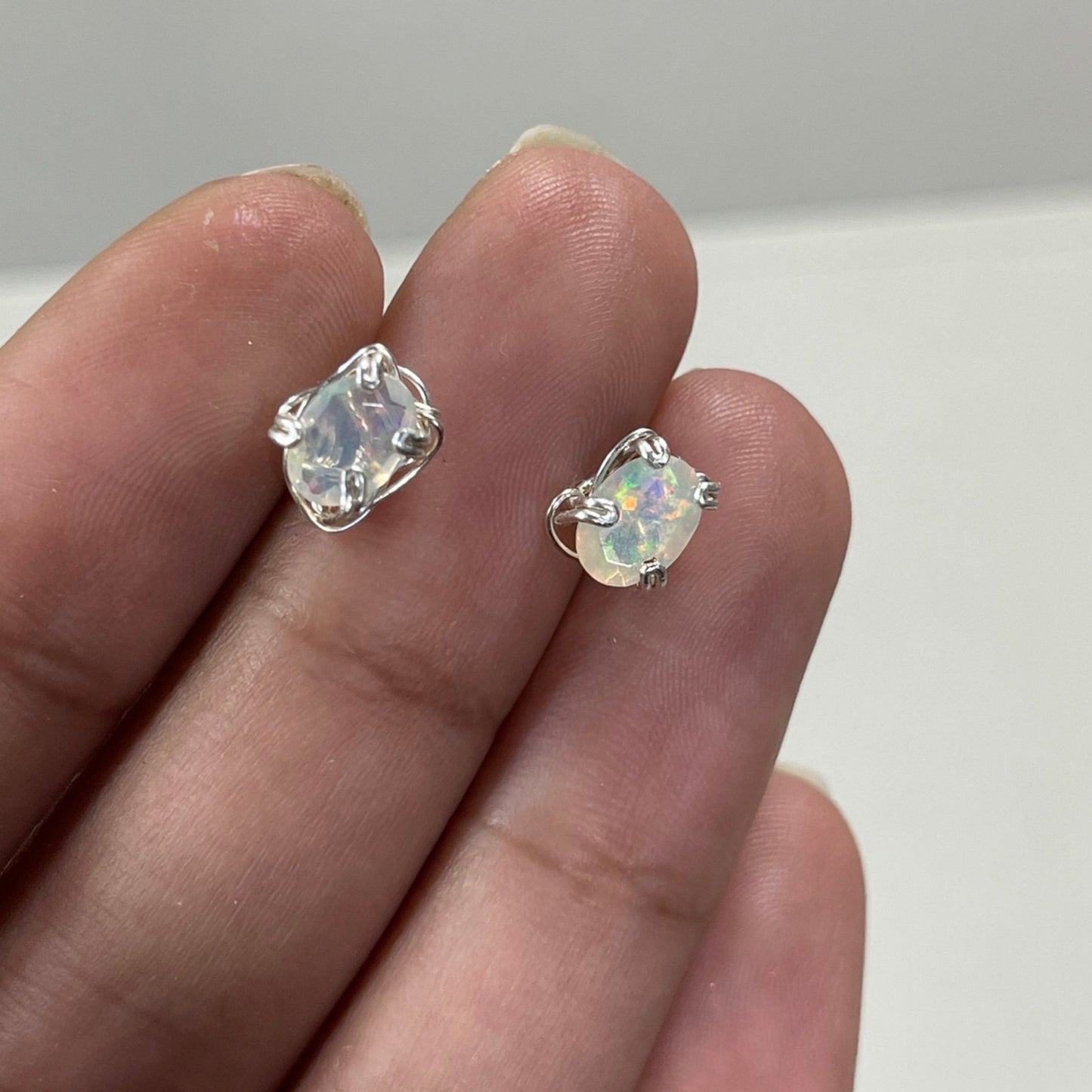 Sterling Silver Opal Studs