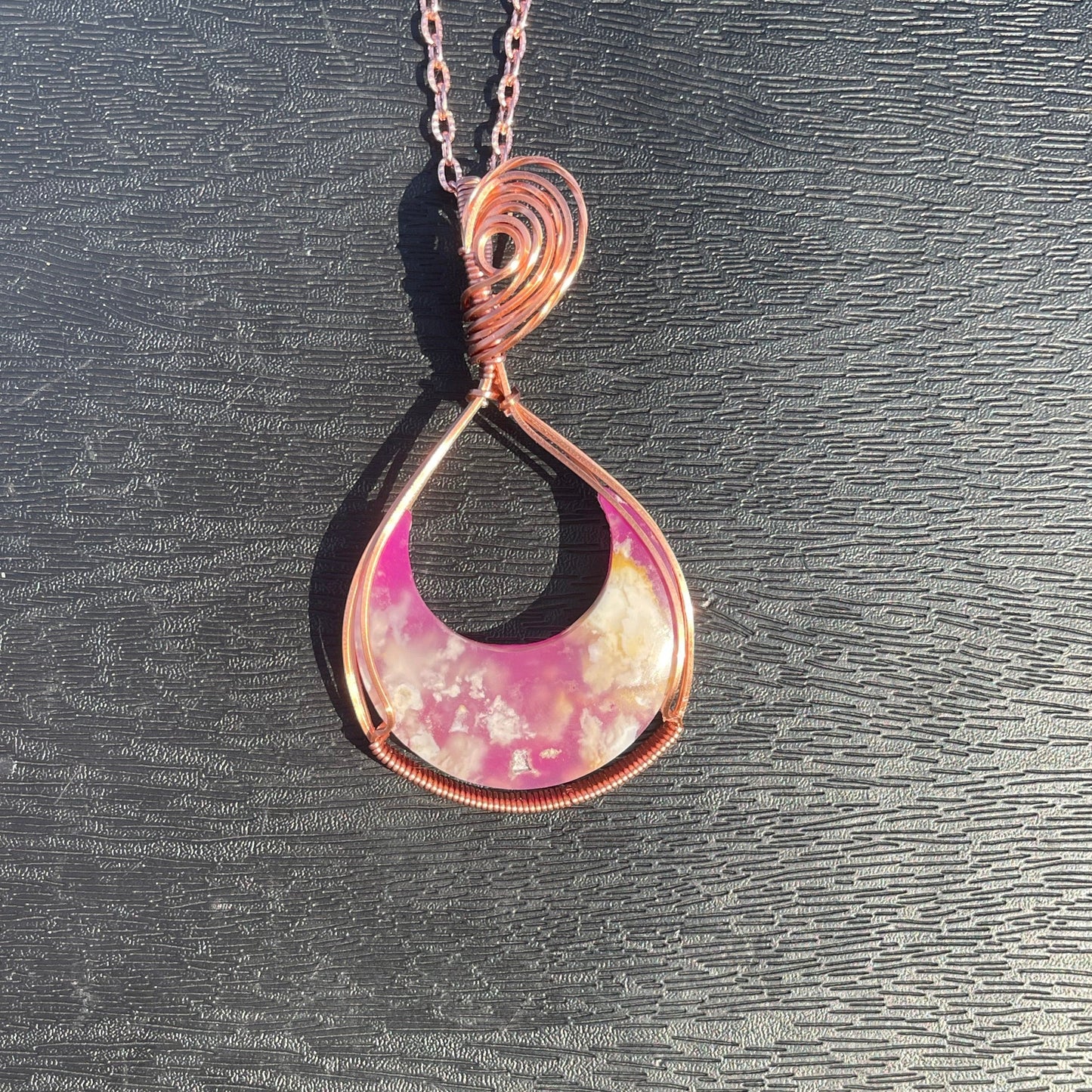 Plume Agate Moon Pendant