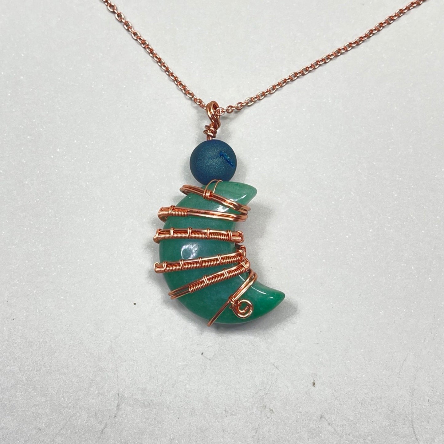 Green Aventurine x Blue Agate Moon Pendant