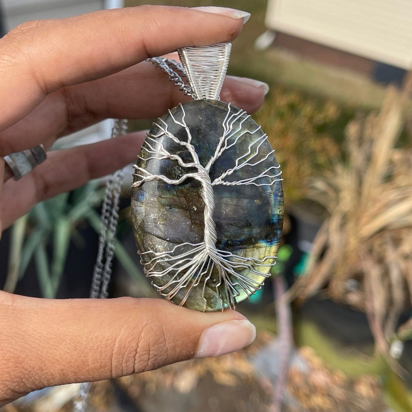 Statement Labradorite Tree of Love Pendant