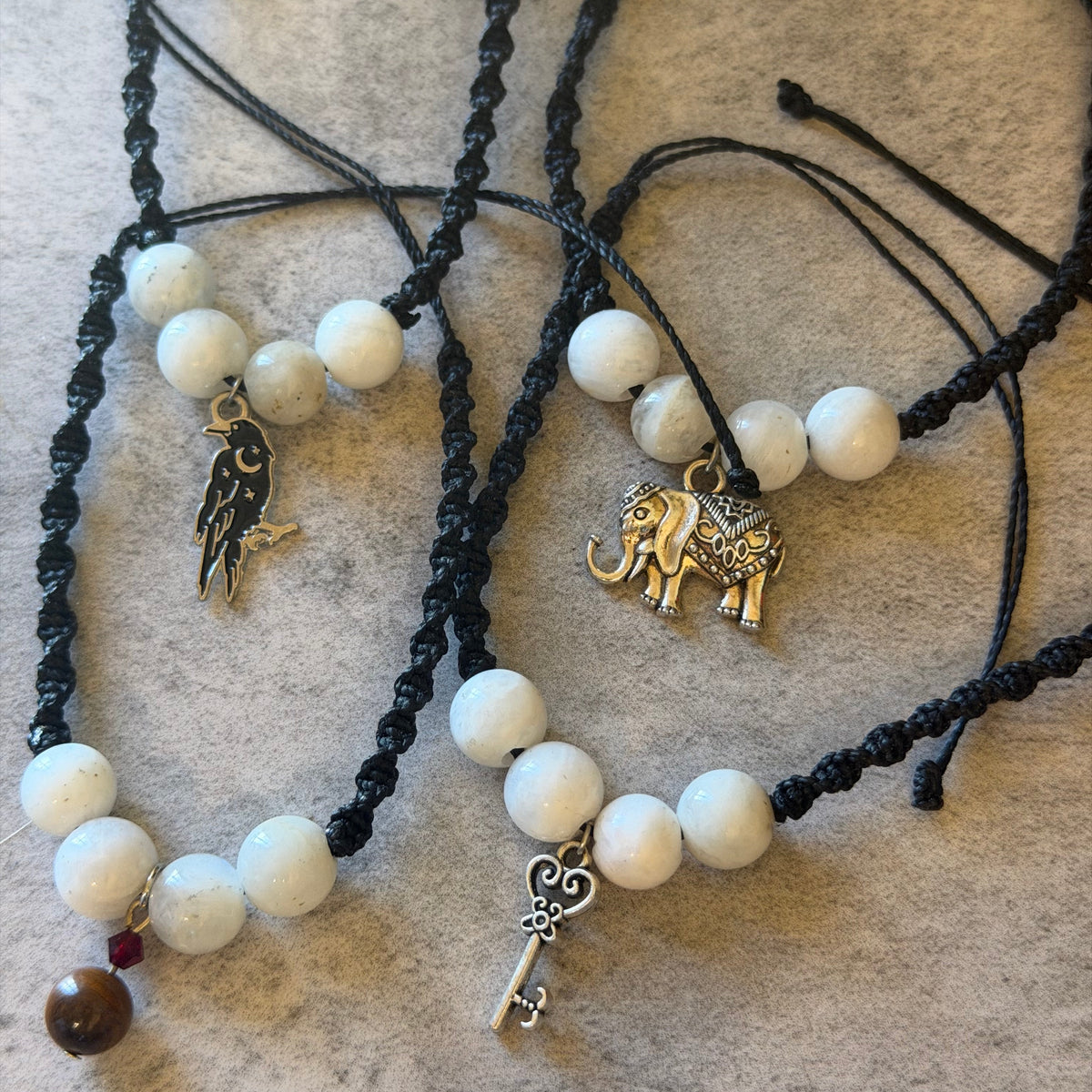 Macrame Spiral Moonstone Bracelets