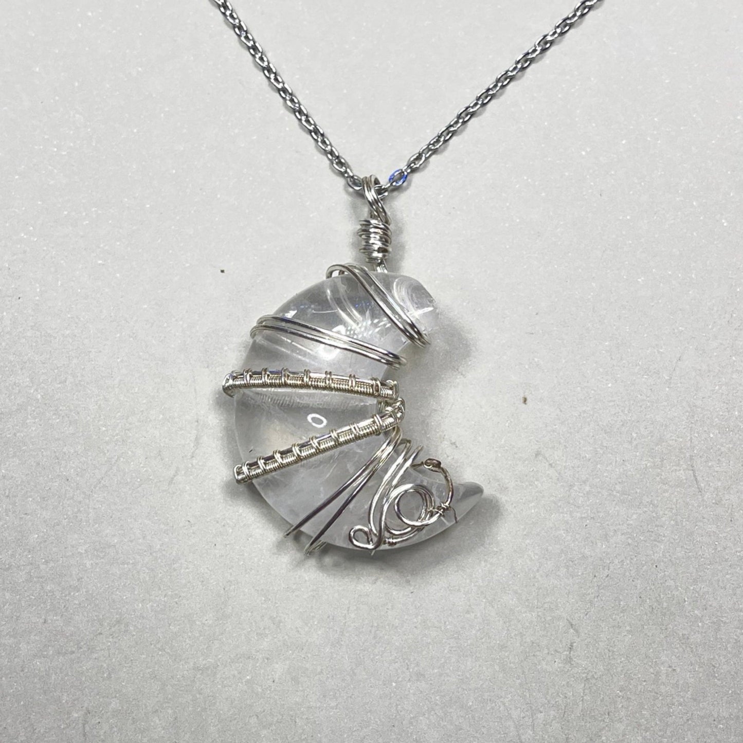 Clear Quartz Moon Pendant