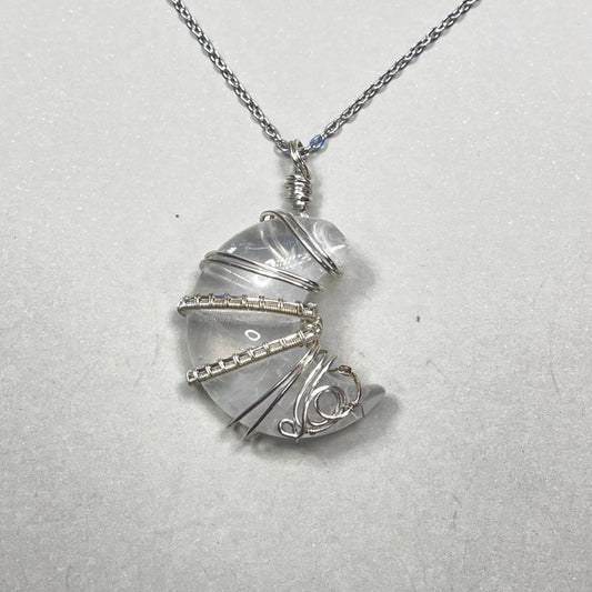 Clear Quartz Moon Pendant