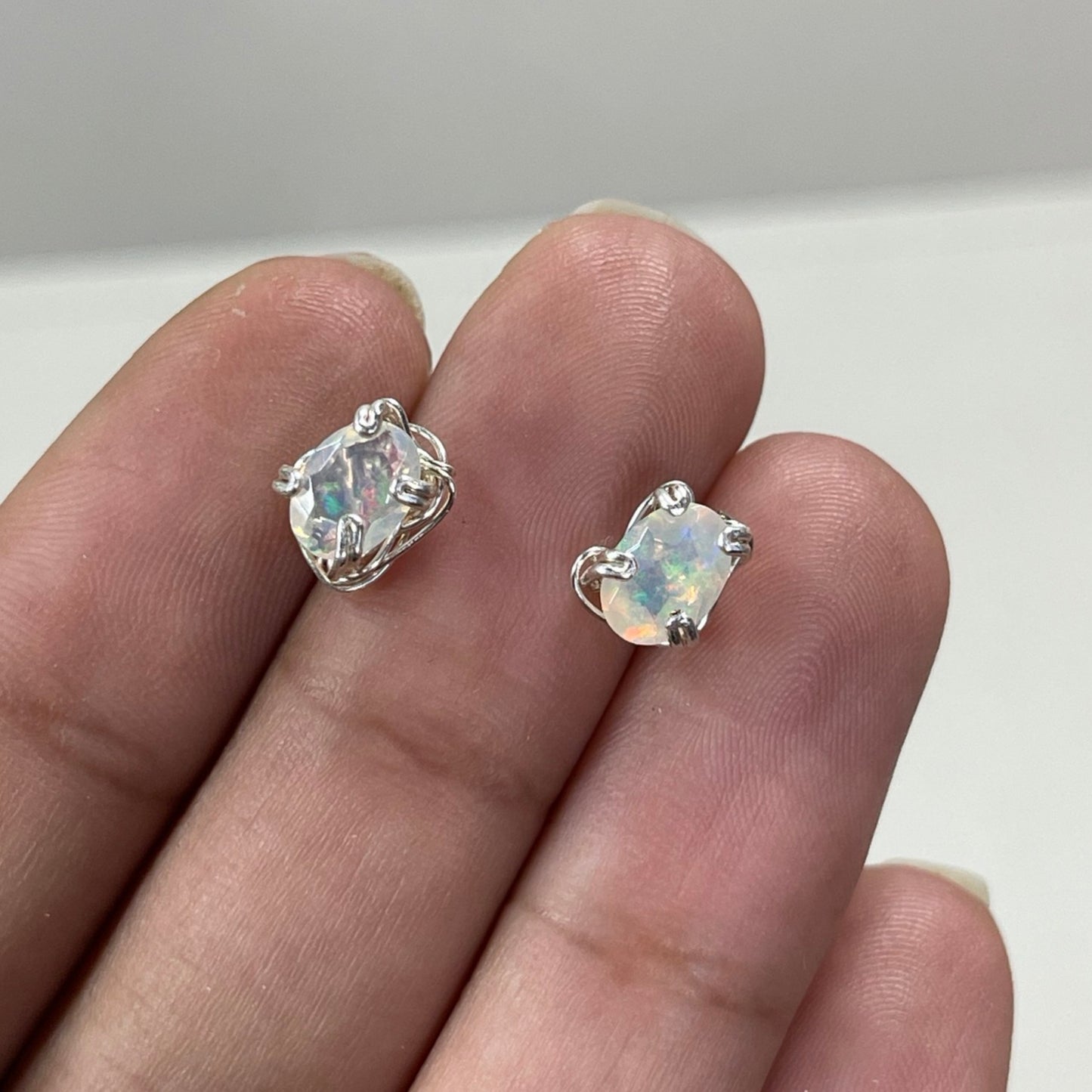 Sterling Silver Opal Studs