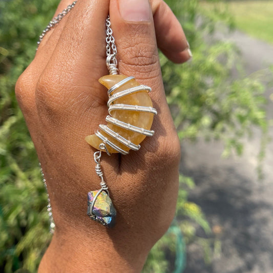 Yellow Aventurine Moon Pendant