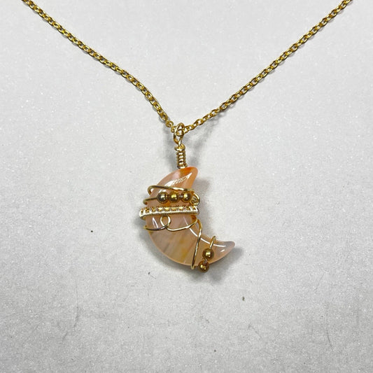 dyed orange agate moon pendant