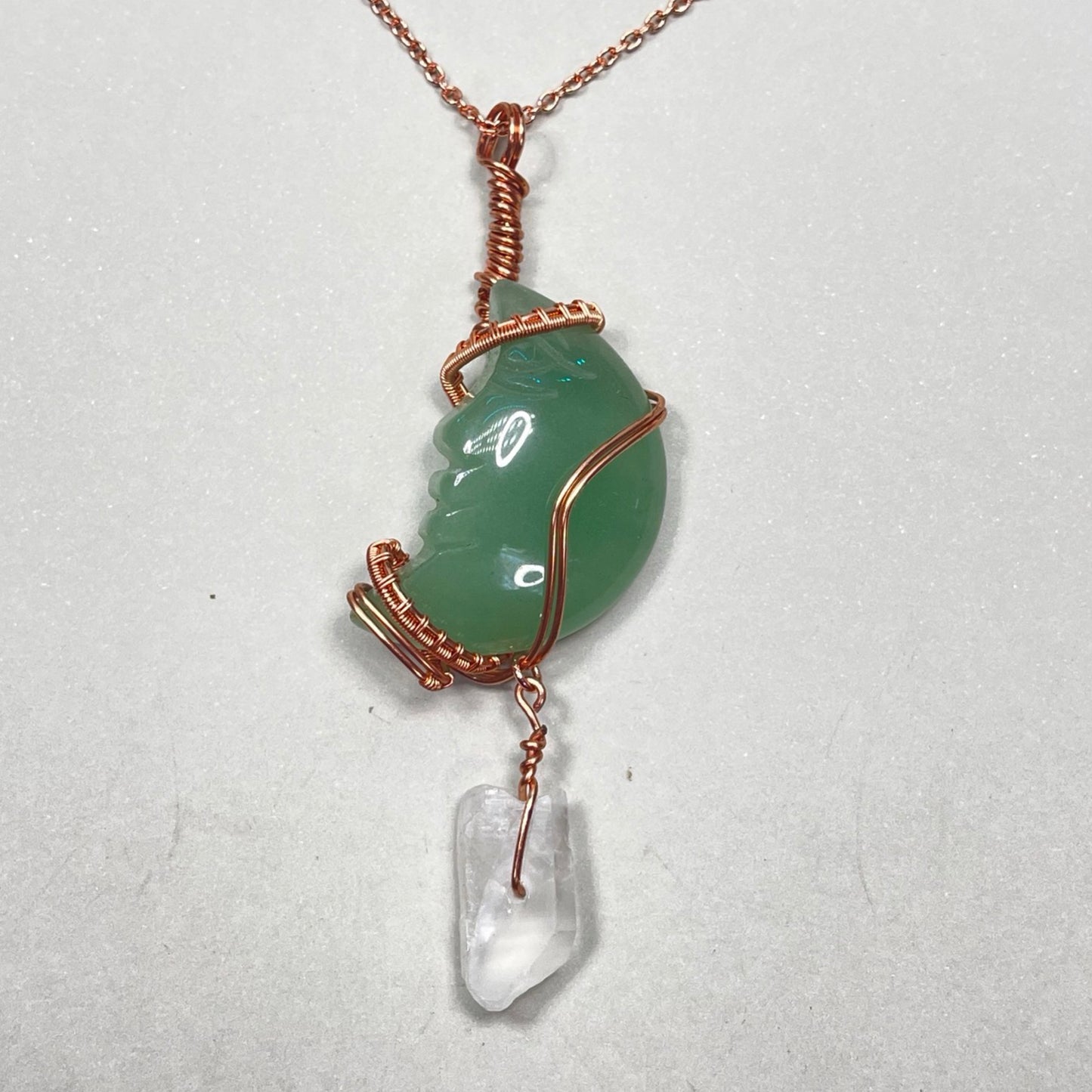 Green Aventurine Moon Face Pendant