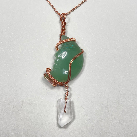 Green Aventurine Moon Face Pendant