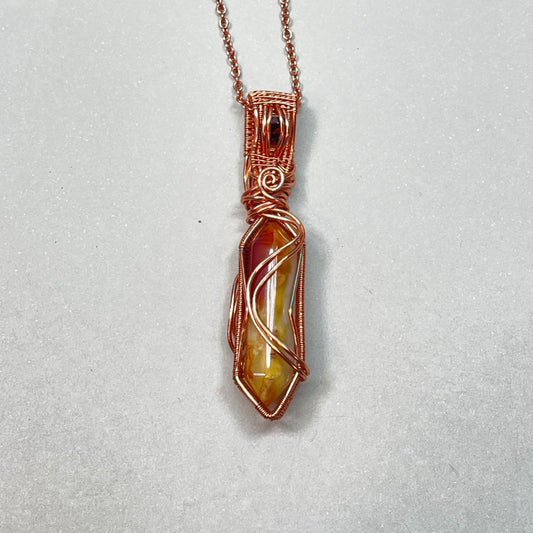 Crazy Lace Agate x Garnet Pendant