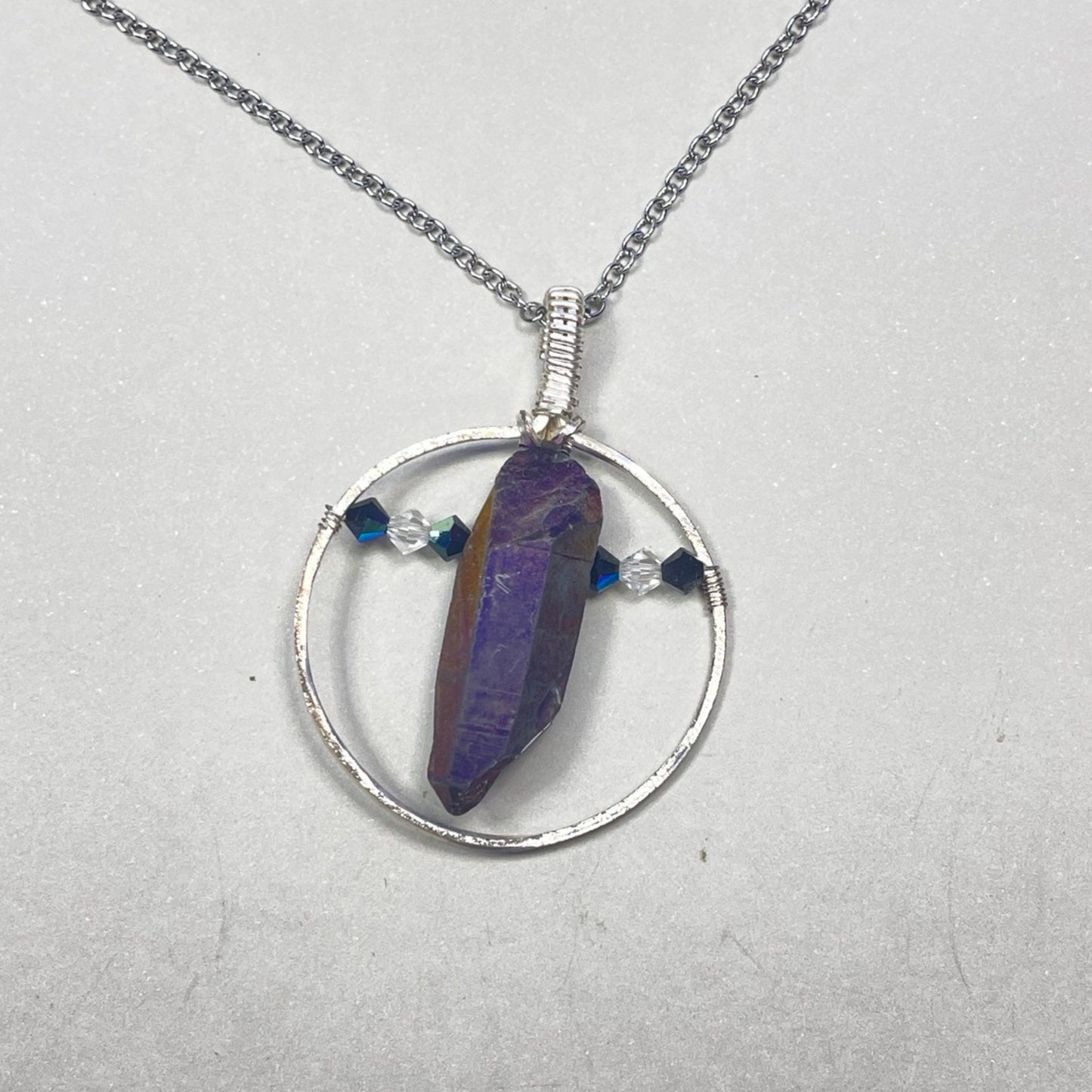 Rainbow Aura Quartz Portal Pendant