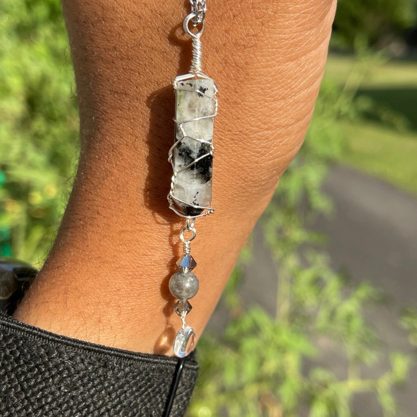 Rainbow Moonstone Point Pendant