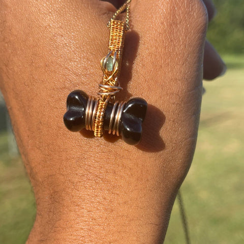 Obsidian Bone Pendant