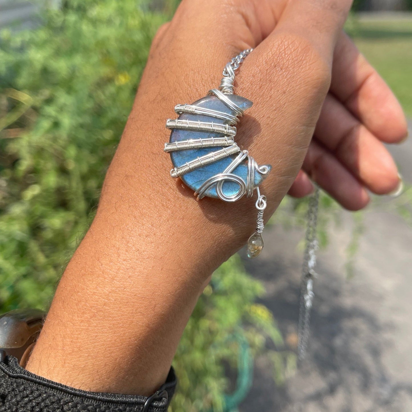 Labradorite Moon Pendants