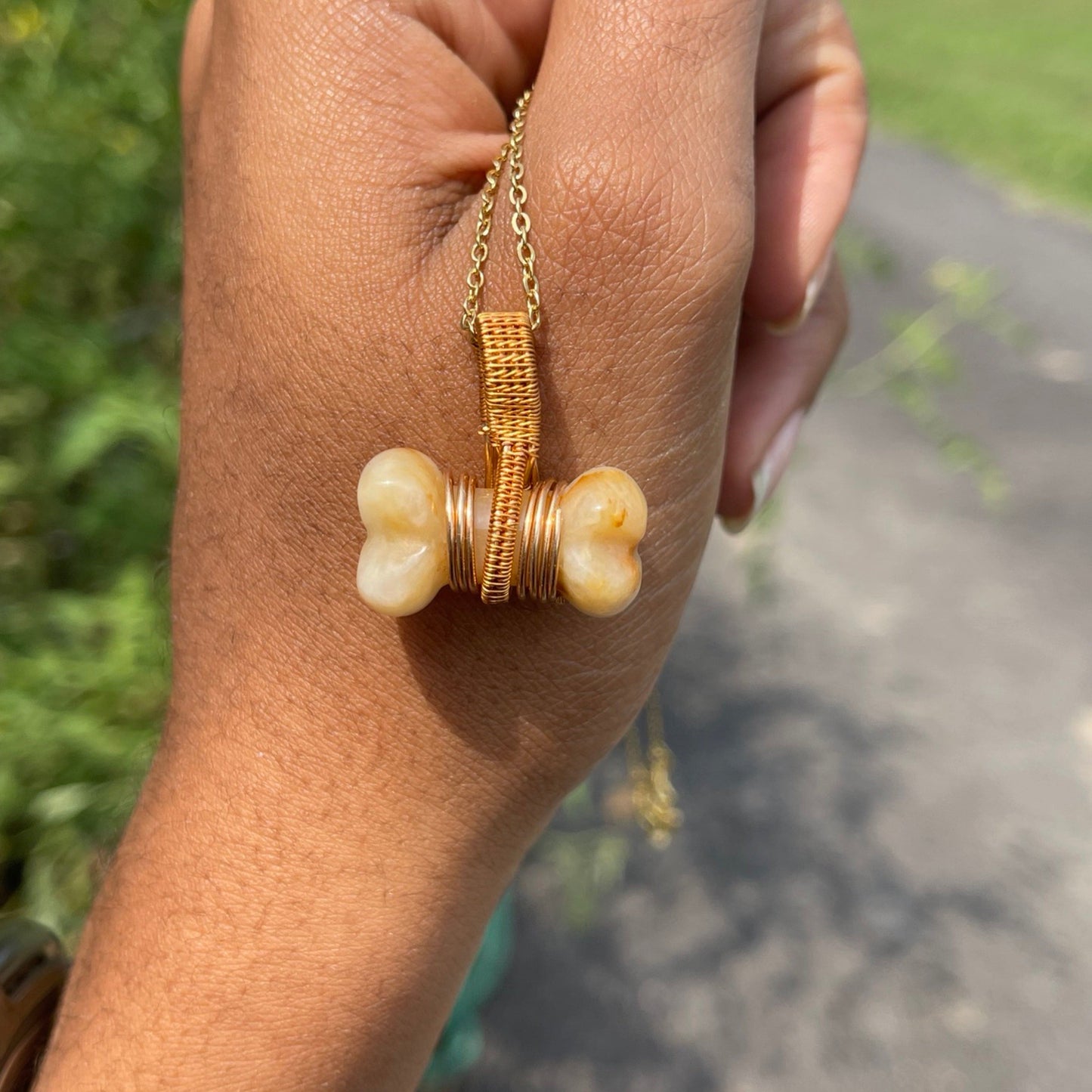 Crazy Lace Agate Bone Pendant
