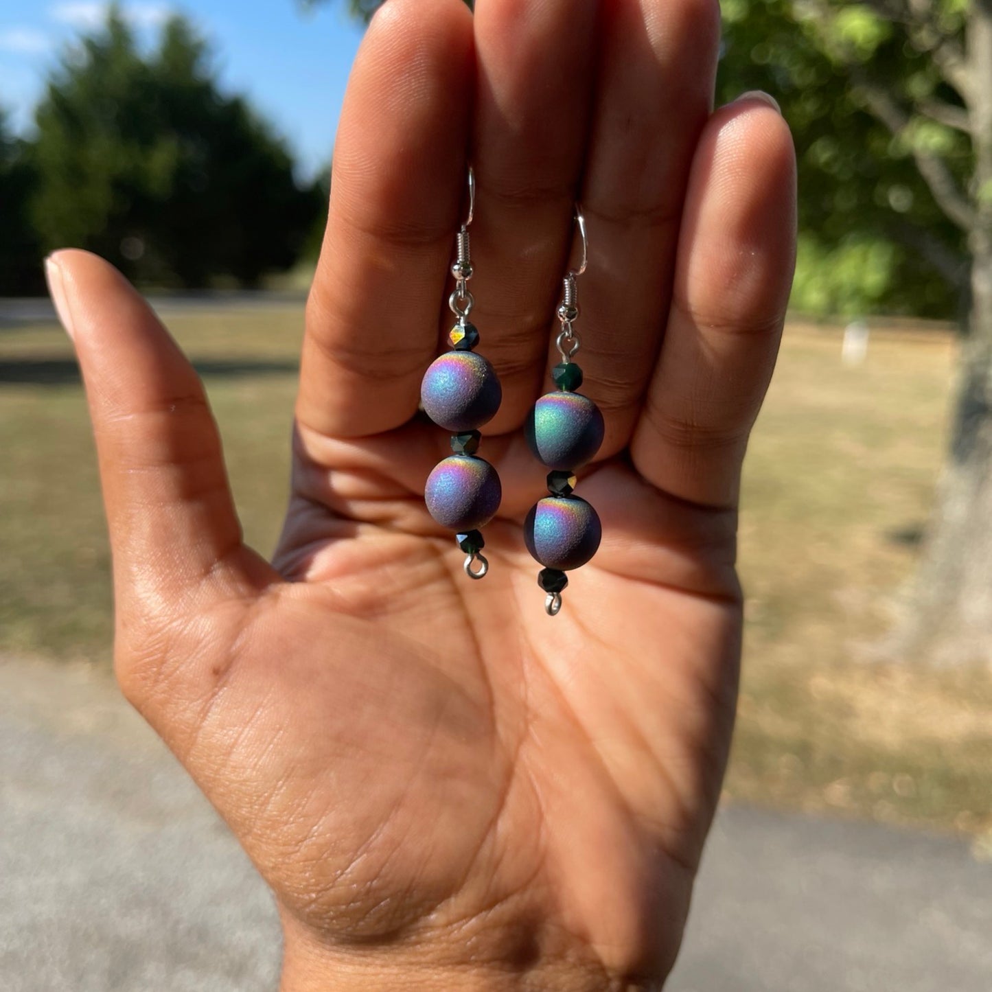 Rainbow Agate Double Stack Earrings