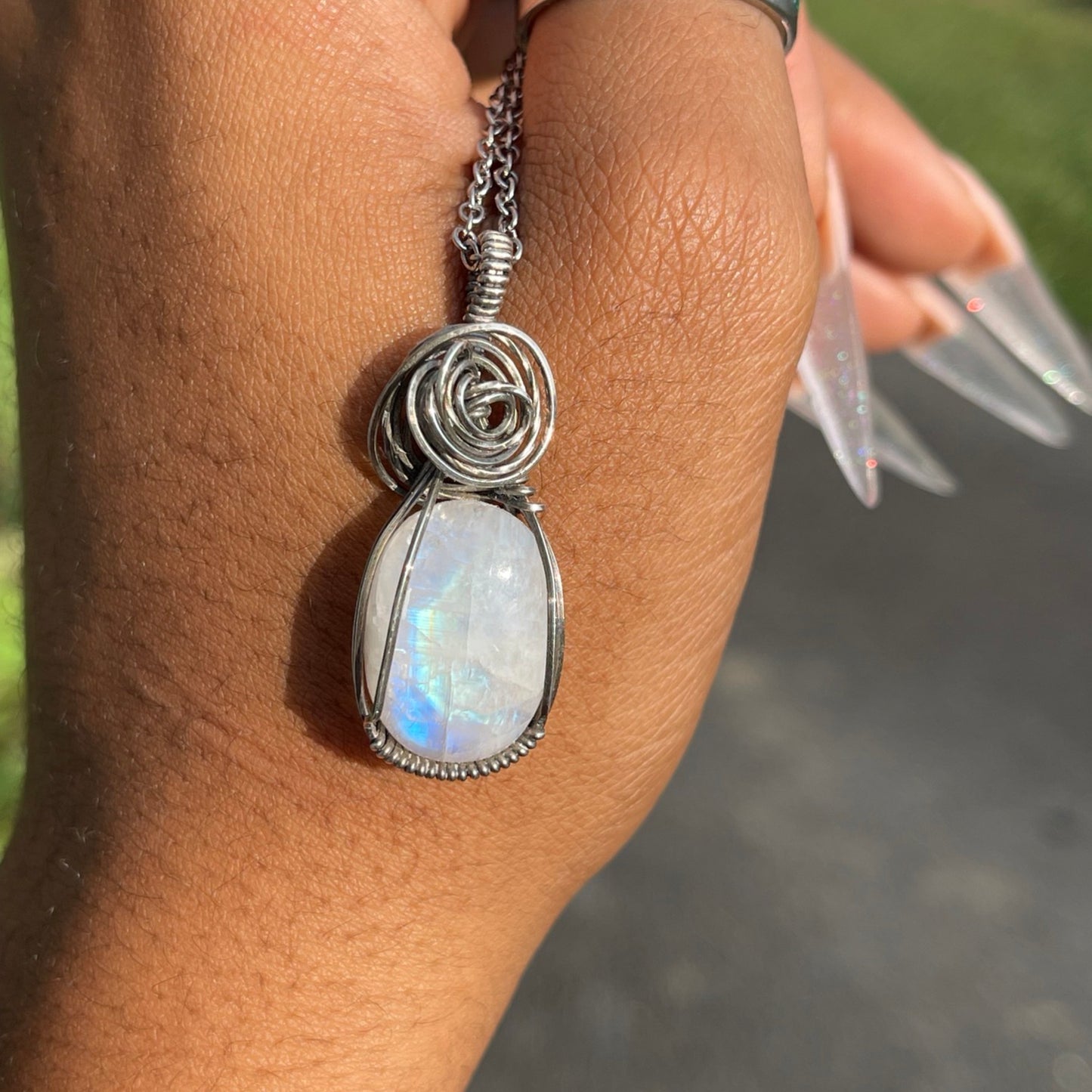 Antiqued Sterling Silver Moonstone Pendants