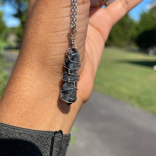 Antiqued Sterling Silver Indigo Gabbro Point Necklace