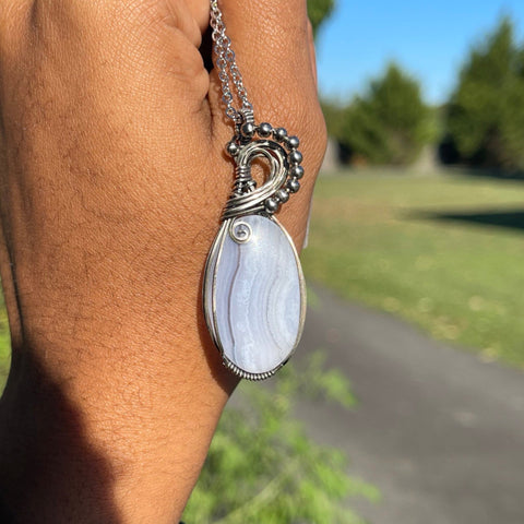 Blue Lace Agate Pendant