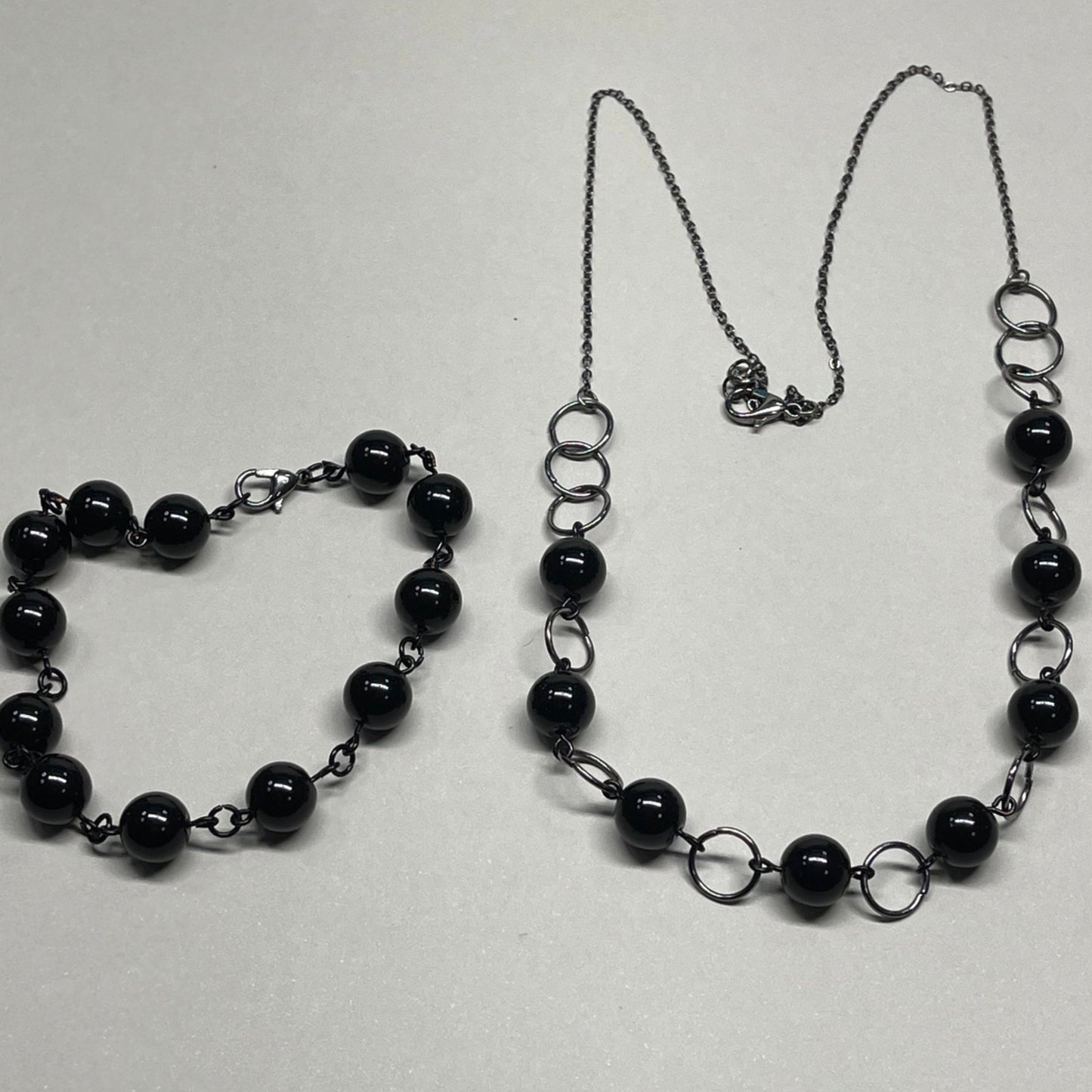 Obsidian Necklace & Bracelet Set