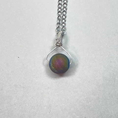 Rainbow Aura Agate Bead Necklace