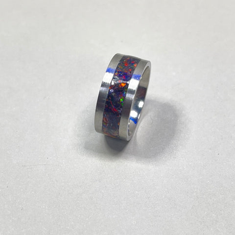 Hellfire Opal Inlay Ring