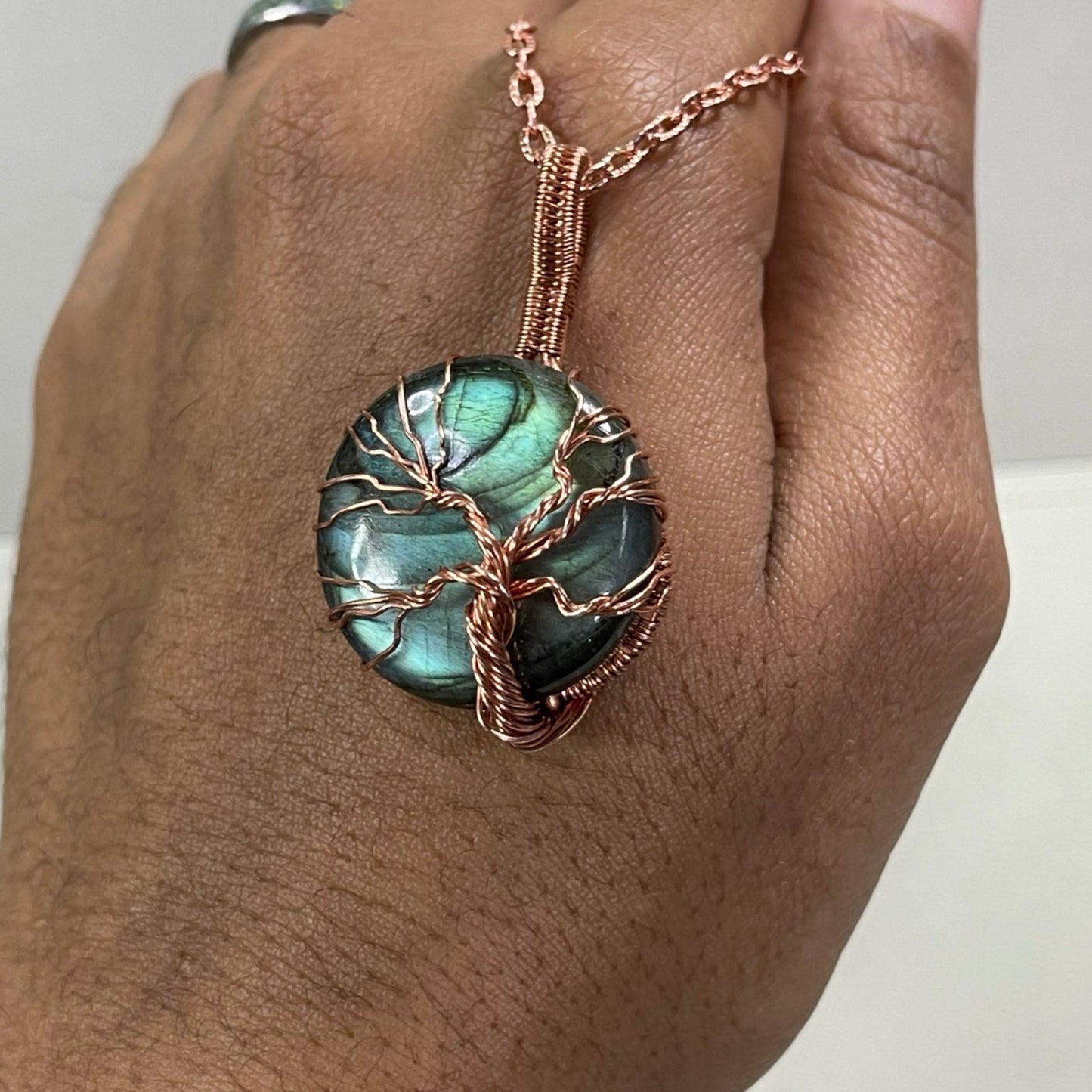 Copper Labradorite Tree of Life Pendant