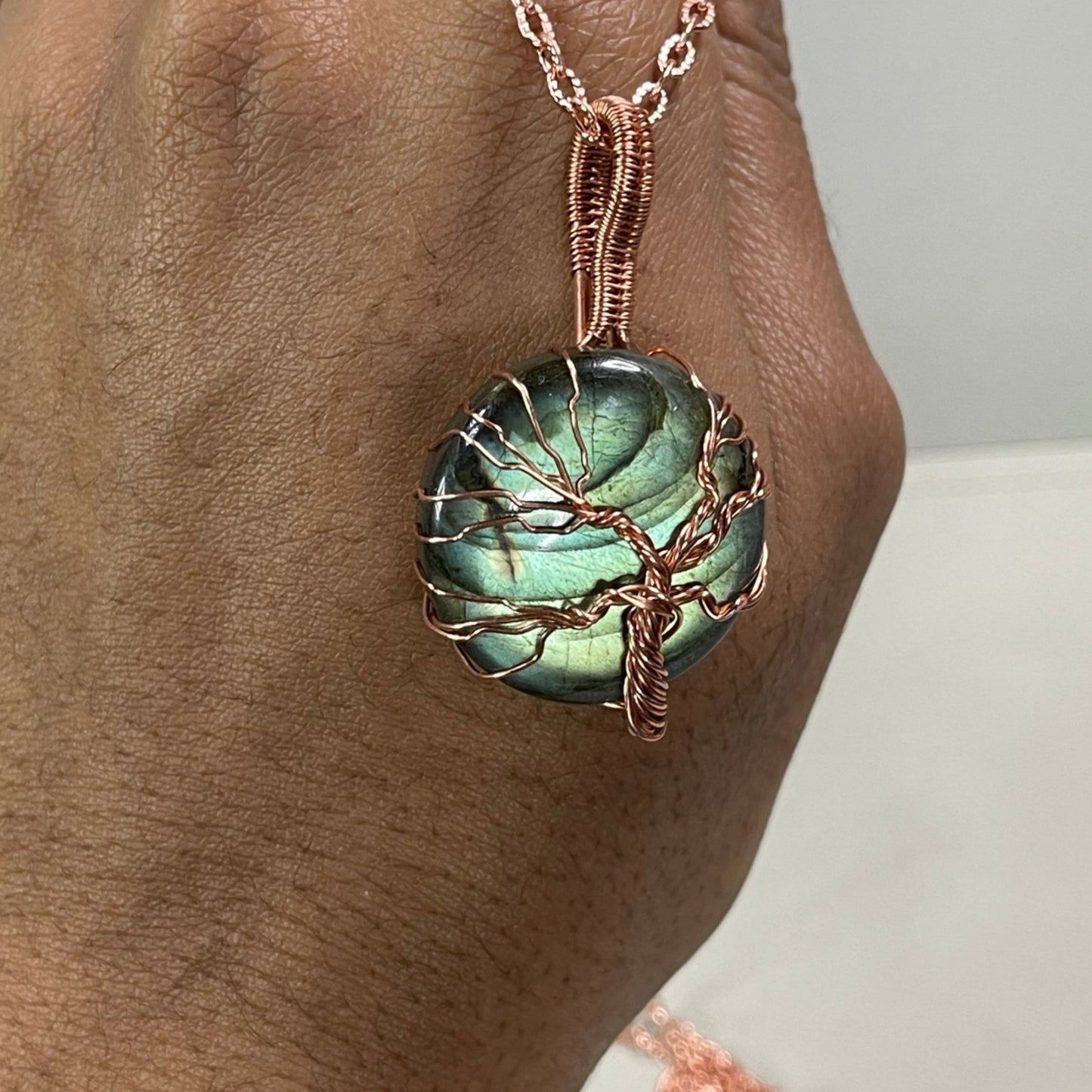 Copper Labradorite Tree of Life Pendant