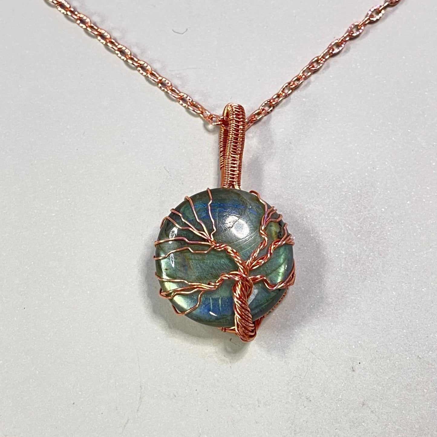 Copper Labradorite Tree of Life Pendant
