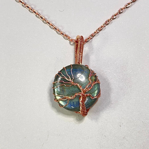 Copper Labradorite Tree of Life Pendant