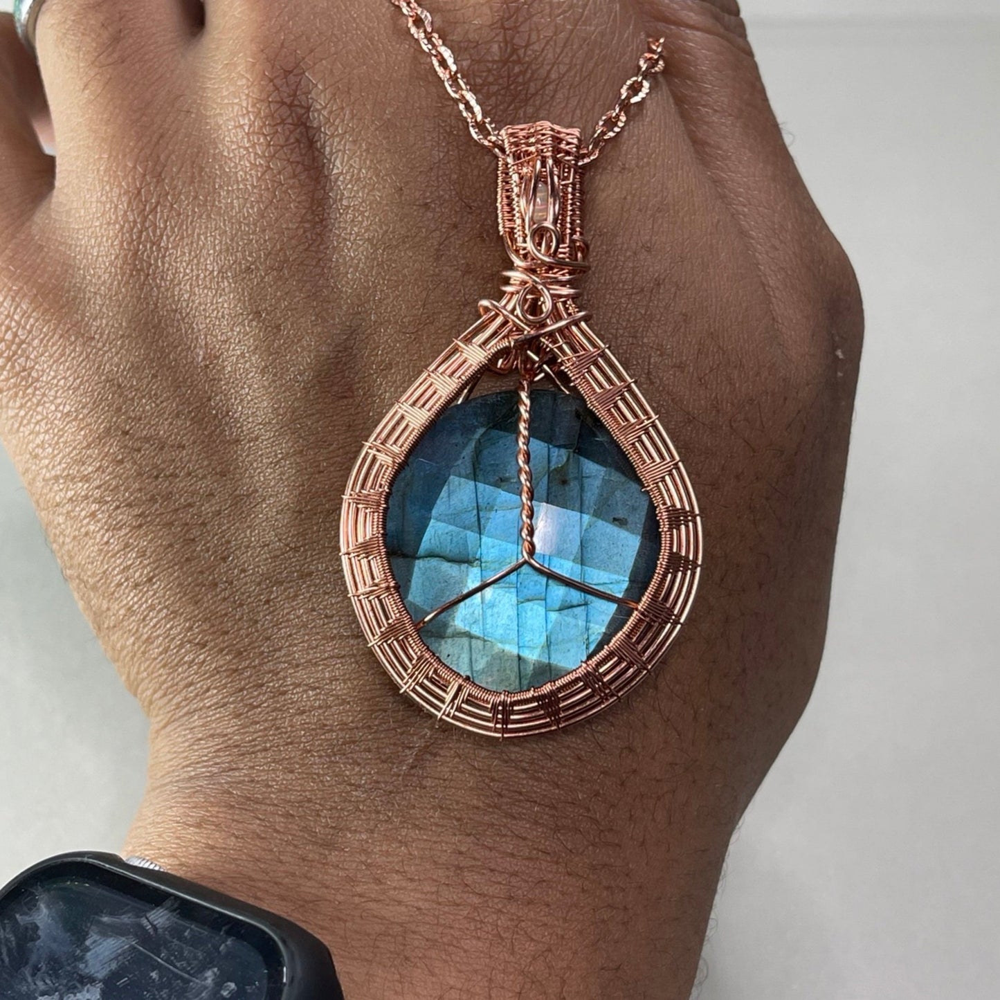Copper Labradorite Peace Medallion Pendant