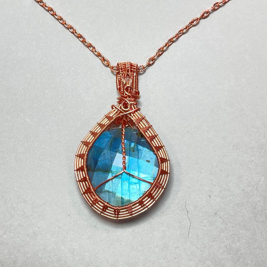Copper Labradorite Peace Medallion Pendant
