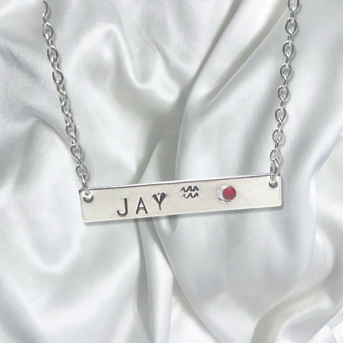 Personalized Metal Stamp Initial Name Bar Necklace- Zodiac Gift for Him Rose Gold Silver Bar Pendants Gift for Her Valentines Day Birthstone