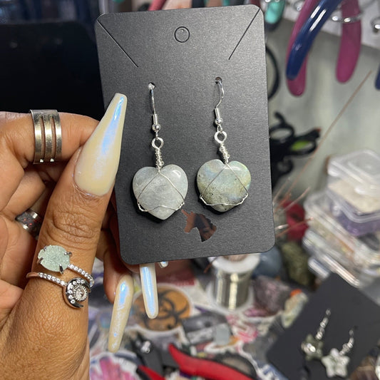 Labradorite Heart Earrings