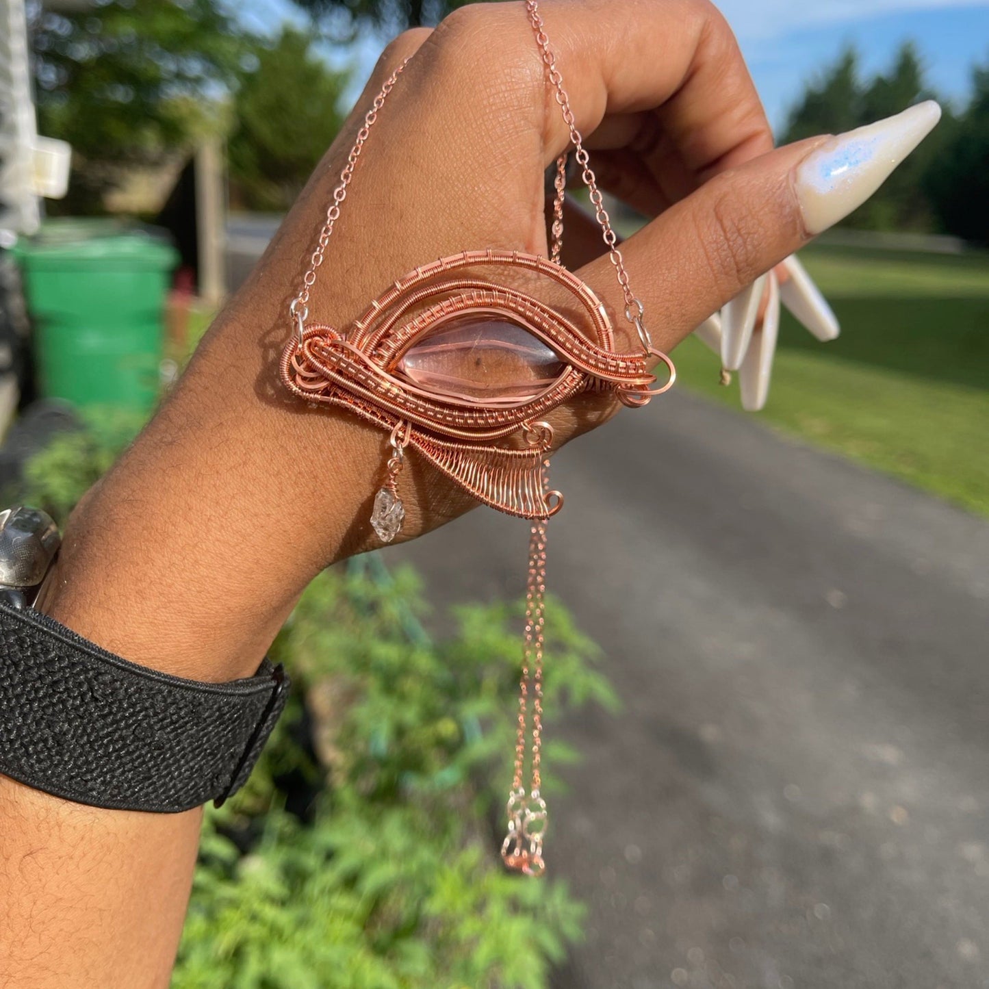 Ametrine x Herkimer Diamond Eye of Horus Pendant