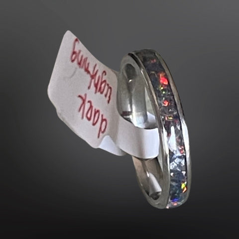 Dark Lightning Opal Inlay Ring