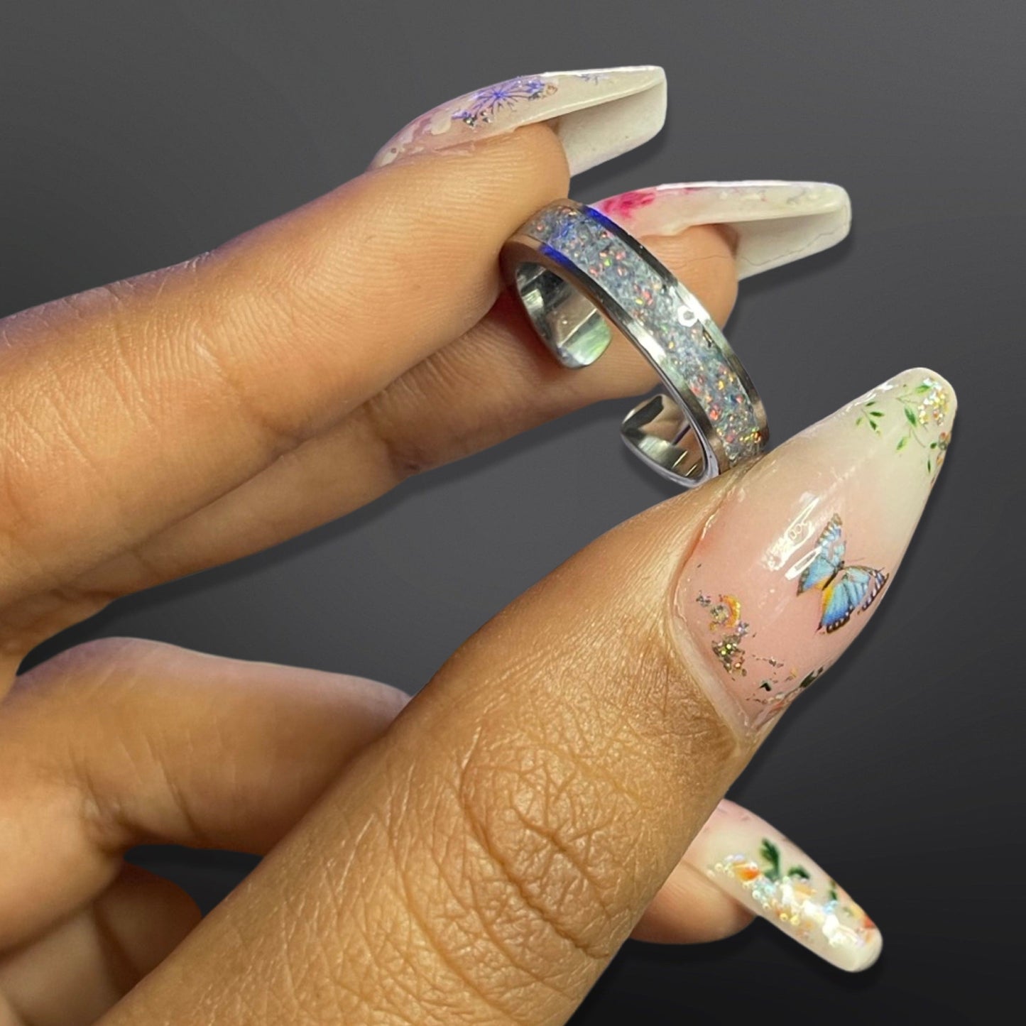 Grey Sands Comfort Fit Opal Inlay Ring