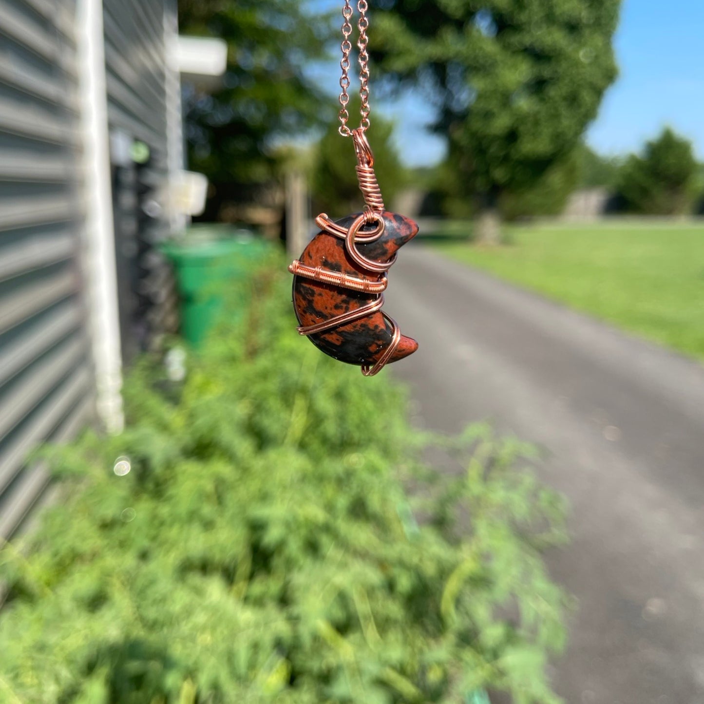 Mahogany Obsidian Moon Pendant