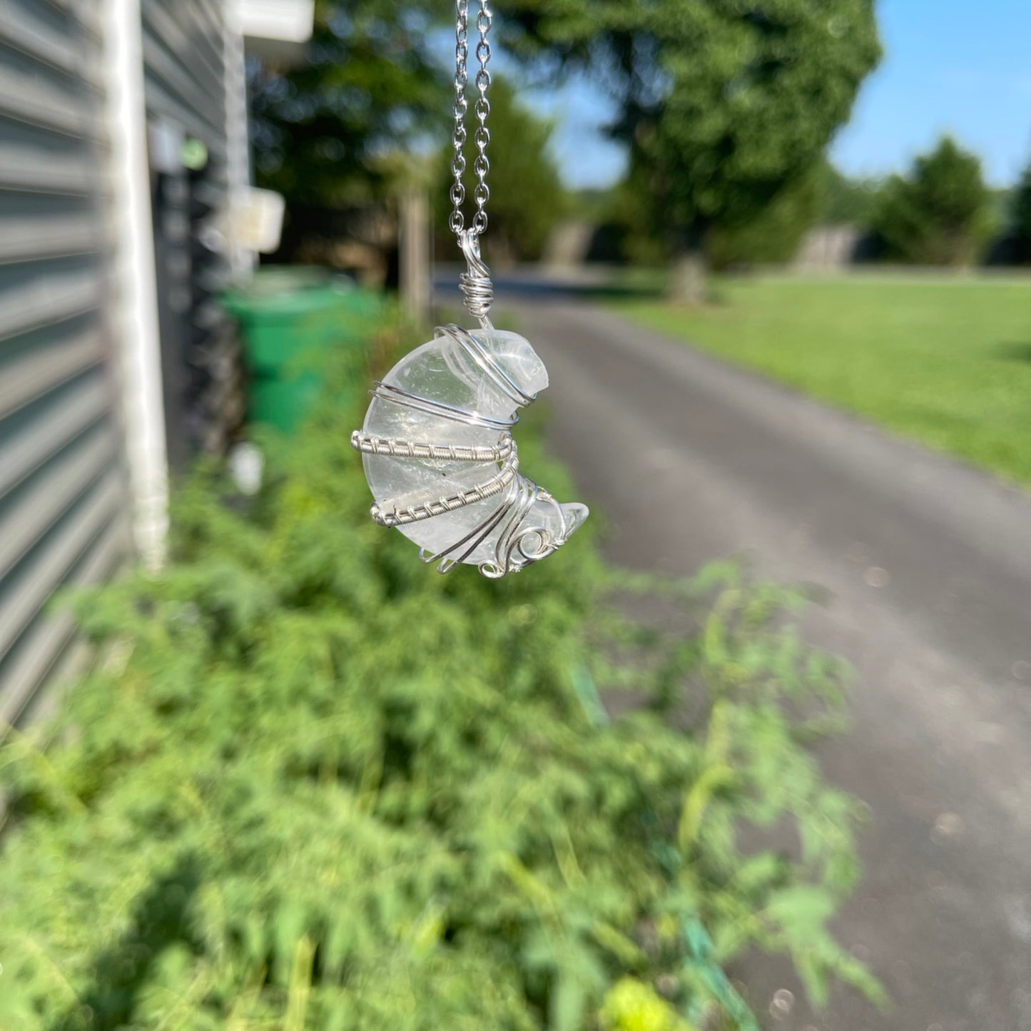 Clear Quartz Moon Pendant