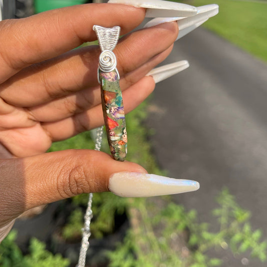 Composite Stone Rose Pendant