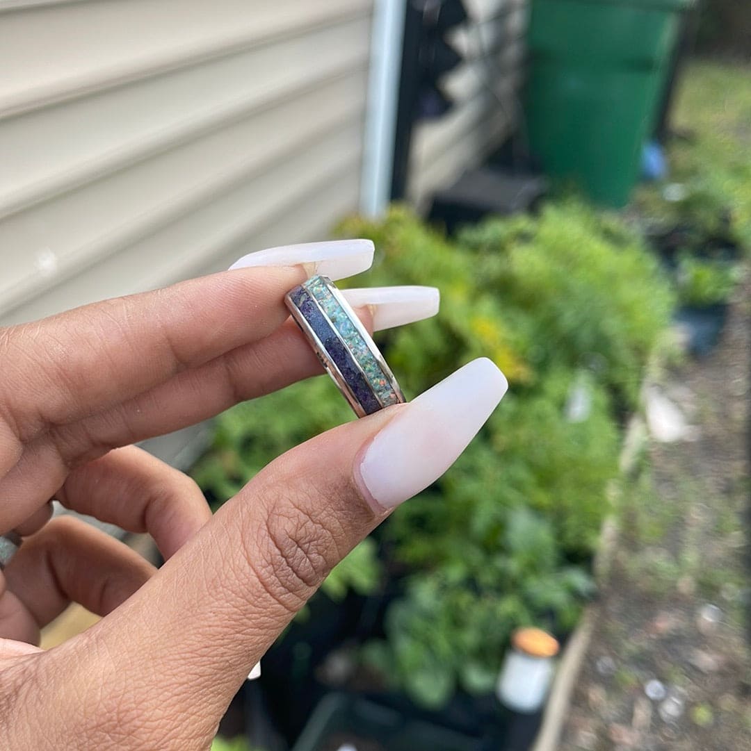 Night Sky Dual Opal Inlay Ring