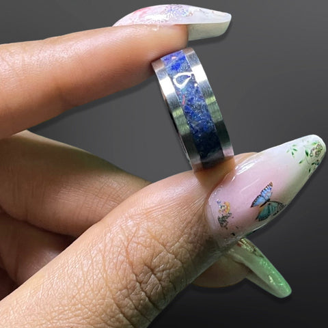 Glowing Night Sky Opal Inlay Ring