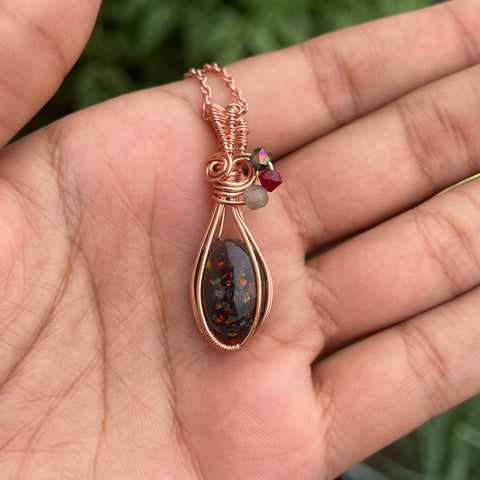 Faux Black Opal Pendant