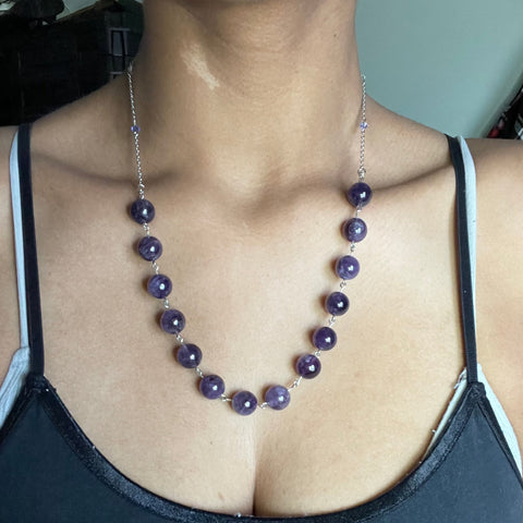 Chunky Amethyst Beaded Necklace