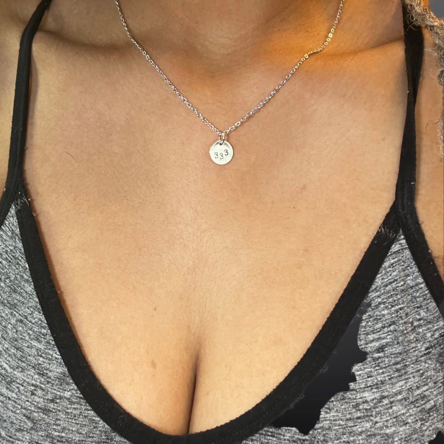 Angel Numbers Stamped Circle Necklace