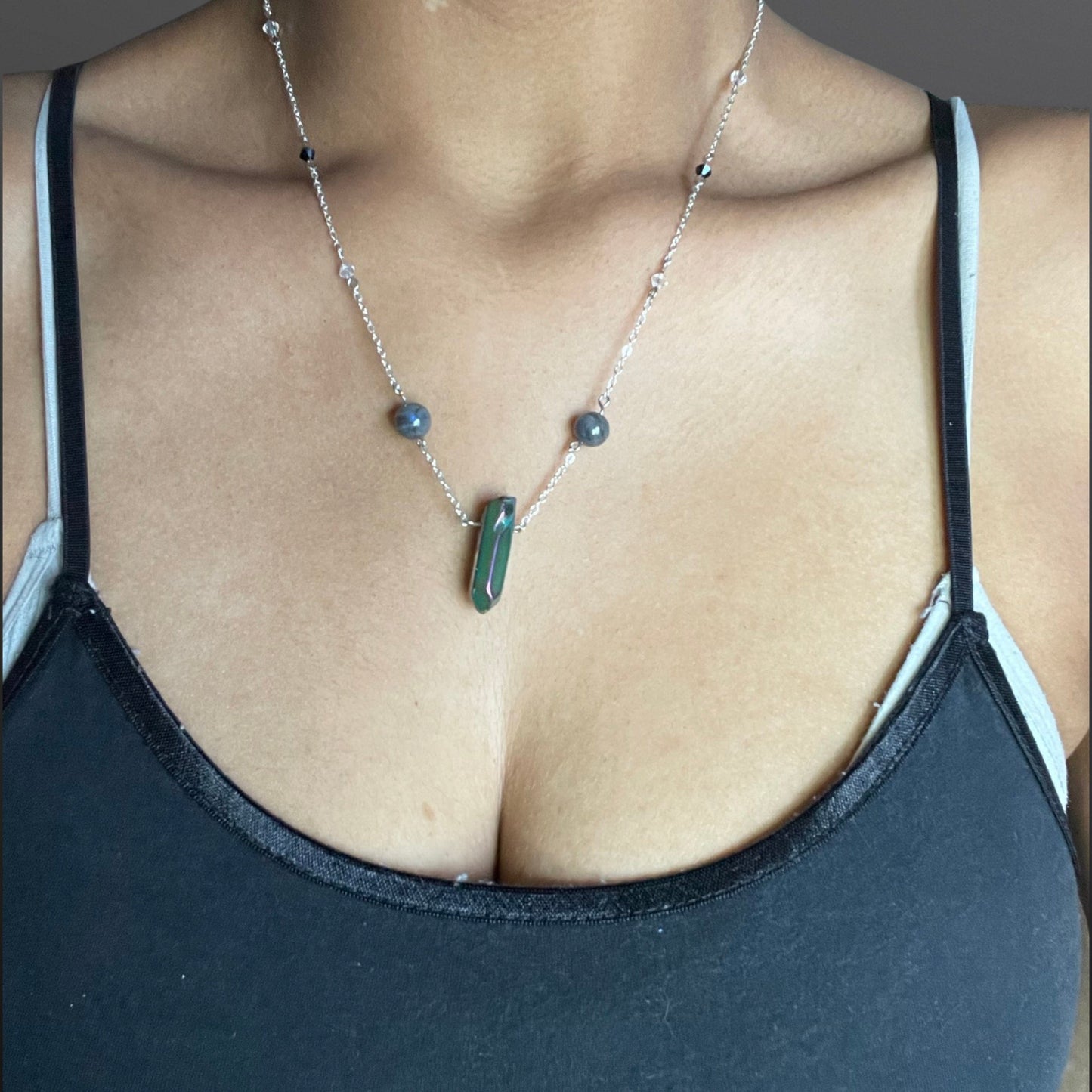 Rainbow Aura Quartz Satellite Chokers