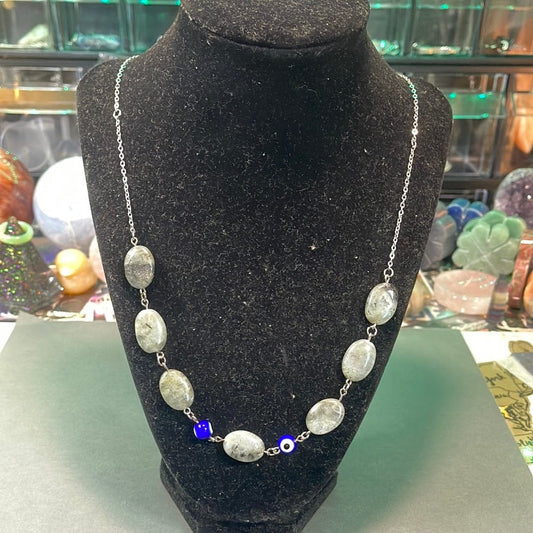 Stainless Steel Labradorite x Evil Eye Necklace