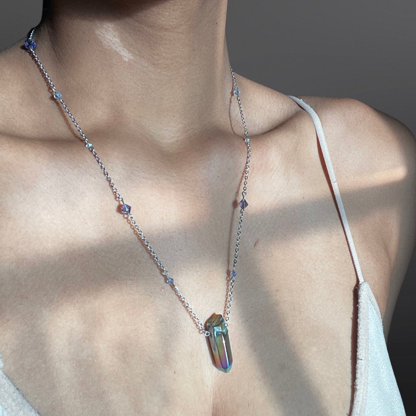 Rainbow Aura Quartz Satellite Chokers