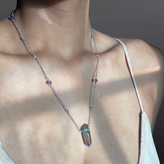 Rainbow Aura Quartz Satellite Chokers