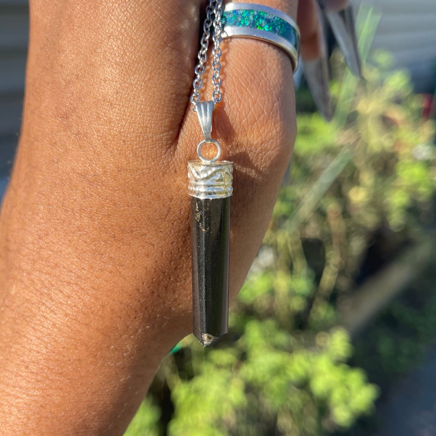Black Tourmaline Saber Pendant